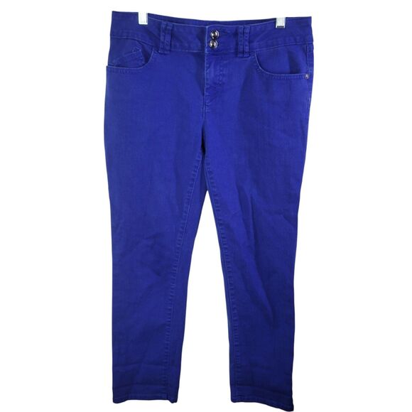ELLE Womens Size 8 Blue Solid Straight Leg Jeans - Picture 1 of 10